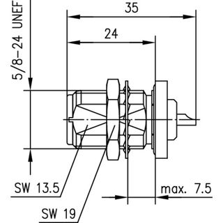 N-Einbaubuchse 50 Ohm Ltanschluss TA lngs- und einbaudicht IP68 (Telegrtner J01021A1084)