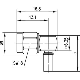 SMA-Kabelwinkelstecker Crimp G3 (RG-178B/U) (Telegrtner J01150A0549)