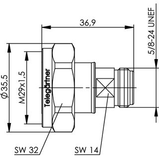 Adapter 7-16 - N, 50 Ohm (m-f) (Telegrtner J01122B0010)