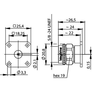 N-Einbaustecker mit Flansch, Streifenleiteranschluss (Telegrtner J01020A0173)