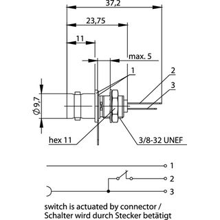 BNC-Einbaubuchse mit Schalter, 50 Ohm (Telegrtner J01001B0042)