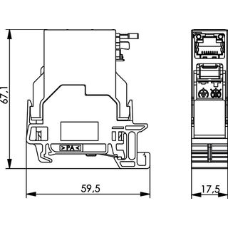 STX Tragschienen-Verbinder RJ45 Modul A Cat.6A (ISO/IEC) (Telegrtner J80023A0000)