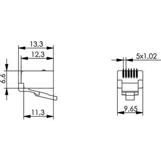 Modular-Stecker MP6(6) AWG24-26/7 fester und Litzenleiter (Telegrtner J00026A0183)