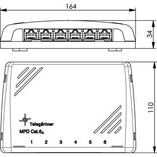 Mini Verteiler ungeschirmt MPD6-H K Cat.6A (tiefgest. n. ISO/IEC) (Telegrtner J02021A0053)