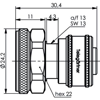 Adapter 4.3-10 auf 2.2-5 (m-m) Push-Pull/Screw (Telegrtner J01443A0002)