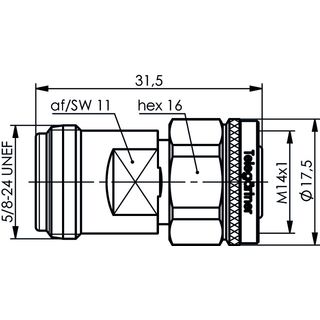 Adapter N - 2.2-5 Push-Pull, 50 Ohm (f-m) (Telegrtner J01027A0035)