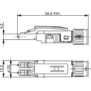 LC Duplex Stecker EasyGrip, G50/125, OM4 schwarz, fr Kabel  1,8-2,2 / 2,6-3,2mm (Telegrtner J08070A0059)