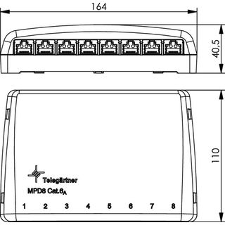 Mini-Verteiler TH35/AP, alpinwei MPD8-HS K Cat.6A (tiefgest. n. ISO/IEC) (Telegrtner J02021A0030)
