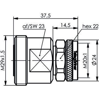 Adapter 7-16 - 4.3-10 Hand Screw (f-m) (Telegrtner J01122A0025)