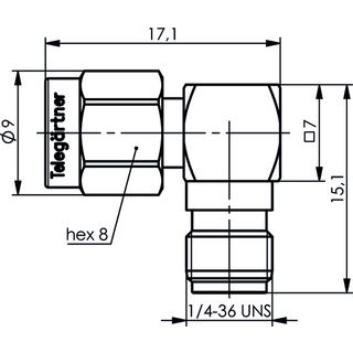 SMA-Winkelkupplung Au (M-F) 211 (Telegrtner J01154A0021)