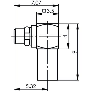 MMCX-Kabelwinkelstecker Cr 50 Ohm G3 (RG-178B/U) (Telegrtner J01340B0011)