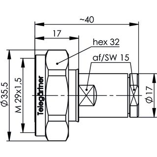 7-16 Kabelstecker 50 Ohm Low Loss 400 Kabel; Feldmontage-Type (Telegrtner J01120A0103)