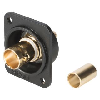 HICON BNC 3G-SDI Crimp-Einbaubuchse, Masse isoliert, Type D M3, gold