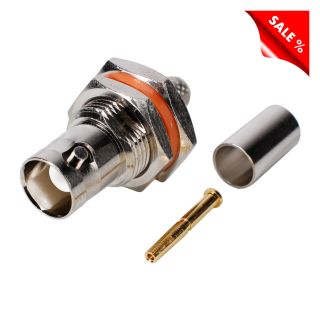 HICON BNC Crimp-Einbaubuchse, Masse nicht isoliert, Gewinde 1/2", nickelfarben