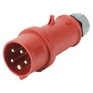 Mennekes CEE, 5-pol , Kunststoff-, Schraubkontakt-Kabelstecker, vernickelte(r) Kontakt(e), gerade, max. 2,5 mm, rot