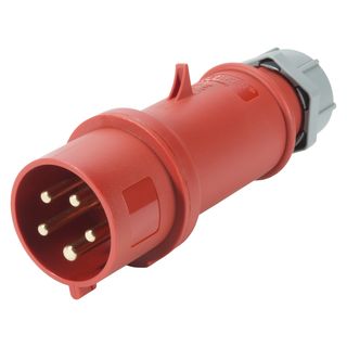 Mennekes CEE, 5-pol , Kunststoff-, Schraubkontakt-Kabelstecker, vernickelte(r) Kontakt(e), gerade, max. 6 mm, rot