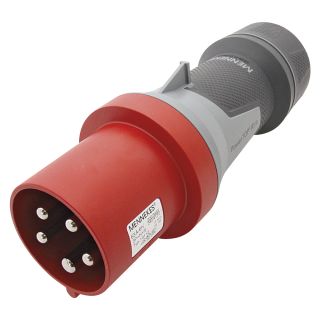 Mennekes CEE, 5-pol , Kunststoff-, Schraubkontakt-Kabelstecker, vernickelte(r) Kontakt(e), gerade, max. 16 mm², rot
