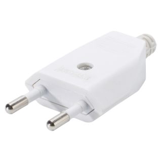 EURO, 2-pol , Kunststoff-, Schraubkontakt-Kabelstecker, vernickelte(r) Kontakt(e), gerade, max. 0,75 mm², weiß