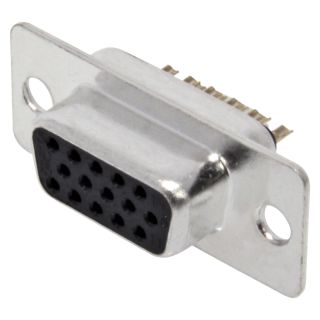 FCT SUB-D/HD (VGA), 15-pol , Metall-, Löttechnik-Einbaubuchse, vergoldete(r) Kontakt(e), gerade, nickelfarben