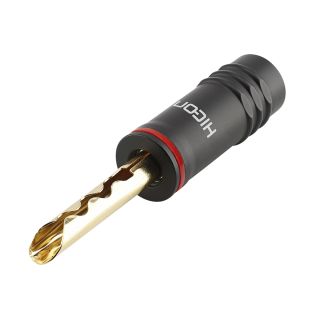 HICON Banane mit Lamellen-Klemmkontakt, 1-pol , Metall-, Crimp-Kabelstecker, echtvergoldete(r) Kontakt(e), gerade, max. 6 mm², schwarz matt