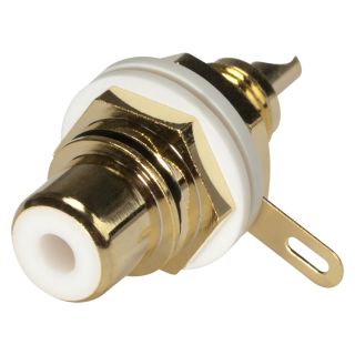 HICON Cinch (RCA), 2-pol , Metall-, Löttechnik-Einbaubuchse, vergoldete(r) Kontakt(e), Gewinde, gold