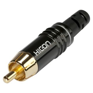 HICON Cinch (RCA), 2-pol , Metall-, Lttechnik-Kabelstecker, vergoldete(r) Kontakt(e), gerade, schwarz