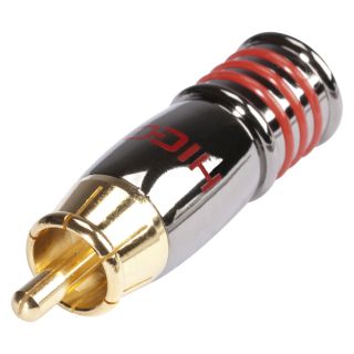 HICON Cinch (RCA), 2-pol , Metall-, Löttechnik-Kabelstecker, vergoldete(r) Kontakt(e), gerade, chromfarben