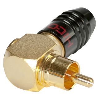 HICON Cinch (RCA), 2-pol , Metall-, Schraubkontakt-Kabelstecker, vergoldete(r) Kontakt(e), abgewinkelt, schwarz