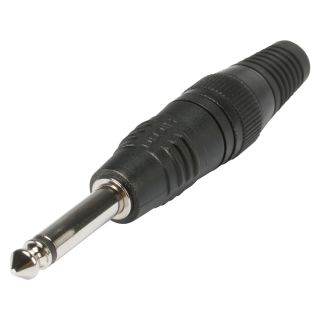 HICON Klinke (6,3mm)  2-pol Metall-Lttechnik-Stecker, Pin vernickelt, gerade, schwarz