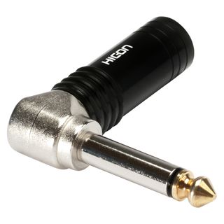 HICON Klinke (6,3mm)  2-pol Metall-Lttechnik-Stecker, Pin vernickelt mit Goldtip, abgewinkelt, schwarz