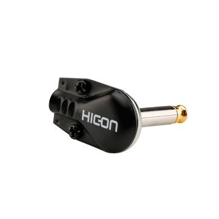 HICON Klinke (6,3mm)  2-pol Metall-Löttechnik-Stecker, Pin vernickelt mit Goldtip, abgewinkelt/Pancake, schwarz