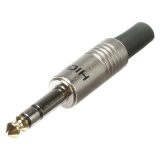 HICON Klinke (6,3mm)  3-pol Metall-Löttechnik-Stecker, Pin vernickelt mit Goldtip, gerade, chromfarben