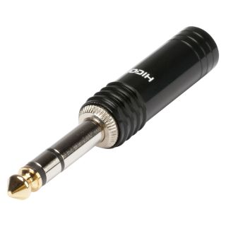 HICON Klinke (6,3mm)  3-pol Metall-Lttechnik-Stecker, Pin vernickelt mit Goldtip, gerade, schwarz