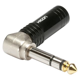 HICON Klinke (6,3mm)  3-pol Metall-Lttechnik-Stecker, Pin vernickelt mit Goldtip, abgewinkelt, schwarz