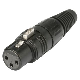 HICON XLR, 3-pol , Kappe: Kunststoff-, Löttechnik-Kabelbuchse, versilberte(r) Kontakt(e), gerade, schwarz