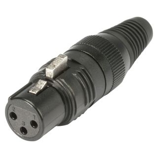 HICON XLR, 3-pol , Metall-, Löttechnik-Kabelbuchse, vergoldete(r) Kontakt(e), gerade, schwarz