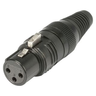 HICON XLR, 3-pol , Metall-, Löttechnik-Kabelbuchse, versilberte(r) Kontakt(e), gerade, schwarz