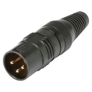 HICON XLR, 3-pol , Metall-, Lttechnik-Kabelstecker, vergoldete(r) Kontakt(e), gerade, schwarz