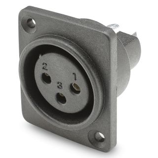 HICON XLR, Wasserdicht und staubgeschützt nach IP54 im gesteckten Zustand , 3-pol , Polyamid-Einbaubuchse, vergoldete(r) Kontakt(e), gerade