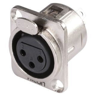 HICON XLR, 3-pol , Metall-, Löttechnik-Einbaubuchse, vernickelte(r) Kontakt(e), Type D, nickelfarben