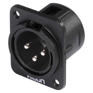 HICON XLR, 3-pol , Metall-, Lttechnik-Einbaustecker, versilberte(r) Kontakt(e), Type D M3, schwarz