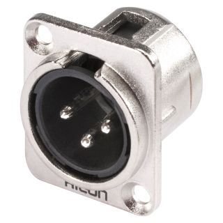 HICON XLR, 3-pol , Metall-, Löttechnik-Einbaustecker, vernickelte(r) Kontakt(e), Type D, nickelfarben