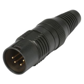 HICON XLR, 4-pol , Metall-, Löttechnik-Kabelstecker, vergoldete(r) Kontakt(e), gerade, schwarz
