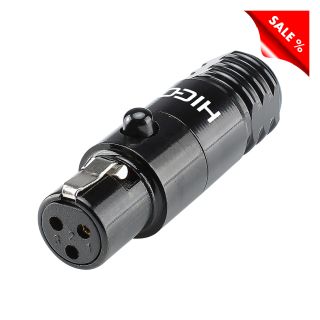 HICON Mini-XLR kompakt, 3-pol , Metall-, Lttechnik-Kabelbuchse, vergoldete(r) Kontakt(e), gerade