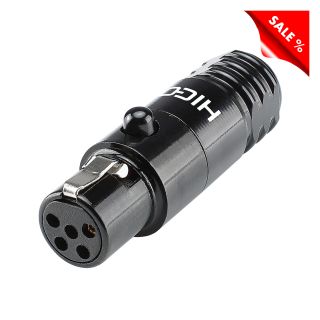 HICON Mini-XLR, 5-pol , Metall-, Lttechnik-Kabelbuchse, gerade