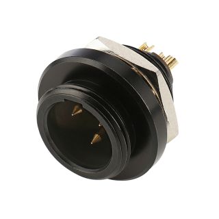 HICON Mini-XLR, IP67 , 3-pol , Metall-, Löttechnik-Einbaustecker, vergoldete(r) Kontakt(e), Gewinde 10,9 mm