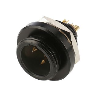 HICON Mini-XLR, IP67 , 3-pol , Metall-, Lttechnik-Einbaustecker, vergoldete(r) Kontakt(e), Gewinde 10,9 mm