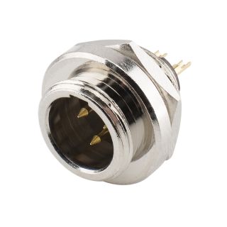 HICON Mini-XLR, IP67 , 3-pol , Metall-, Lttechnik-Einbaustecker, vergoldete(r) Kontakt(e), Gewinde 10,9 mm