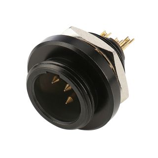 HICON Mini-XLR, IP67 , 4-pol , Metall-, Lttechnik-Einbaustecker, vergoldete(r) Kontakt(e), Gewinde 10,9 mm