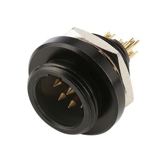 HICON Mini-XLR, IP67 , 5-pol , Metall-, Lttechnik-Einbaustecker, vergoldete(r) Kontakt(e), Gewinde 10,9 mm